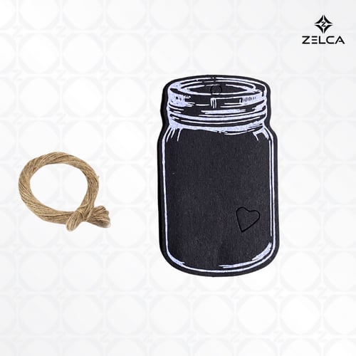 بطاقة كرافت تاق ورقي اسود مع خيط حبل مع فتحة قلب (...