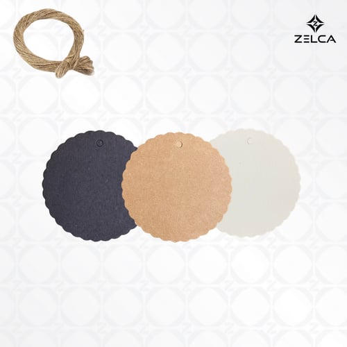 بطاقة كرافت تاق ورقي دائري مع خيط حبل (50 حبة)