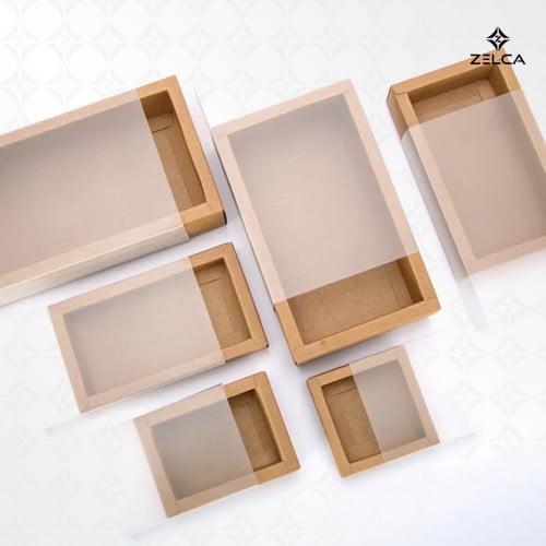 علب كرافت ورقية مع غطاء سحاب شفاف ثلجي غير شفاف (1...