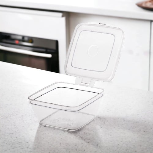 علب صوصات بلاستيك شفافة مربعة مع غطاء متصل ( 50 حب...