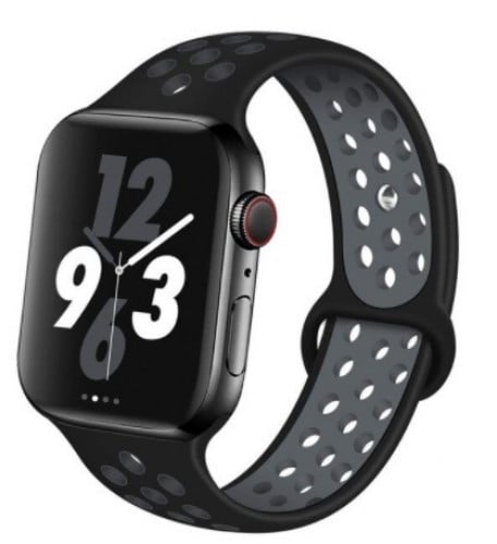 سوار رياضي اسود مع رصاصي ساعة ابل Black lead Sport...