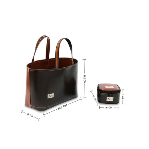 سلة وذفة عودي بني مع حافظة