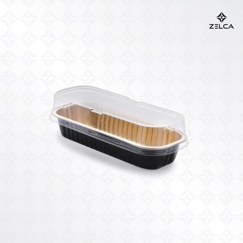 قالب المونيوم مستطيل اسود ذهبي مع غطاء شفاف (12 حب...