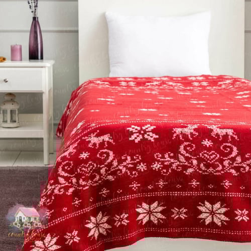 8030 بطانية شتوية أنيقة بوجهين ( أحمر وأبيض )