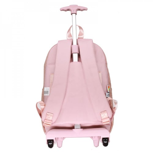 شنطة ترولي 17 انش وردي مع مقلمية - هيلوكيتي