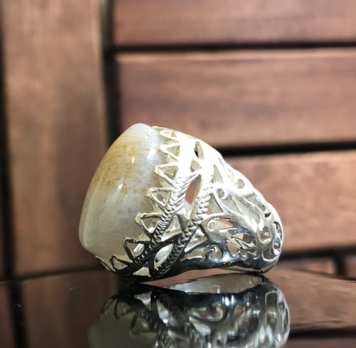 خاتم الفضة عقيق يمني صياغة حجازية يدوية ثقيلة ومرت...