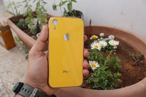كفر ايفون زجاج أصفر Yellow glass case