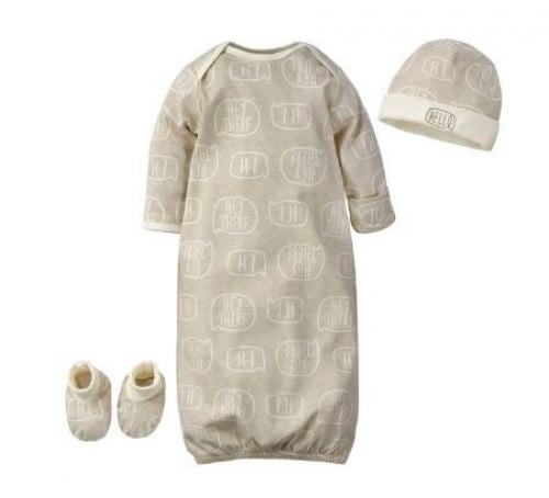 طقم ثوب نوم بعبارة Hello من القطن العضوي 100% مارك...