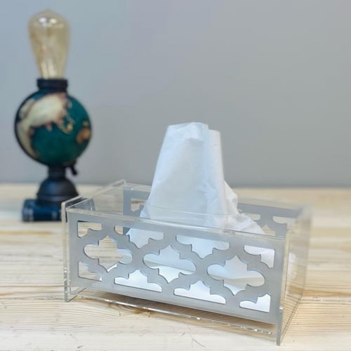 علبة مناديل كبيرة فضي