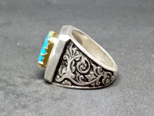 خاتم الفضة فيروز نشابوري إيراني درجة أولى وصياغة ق...