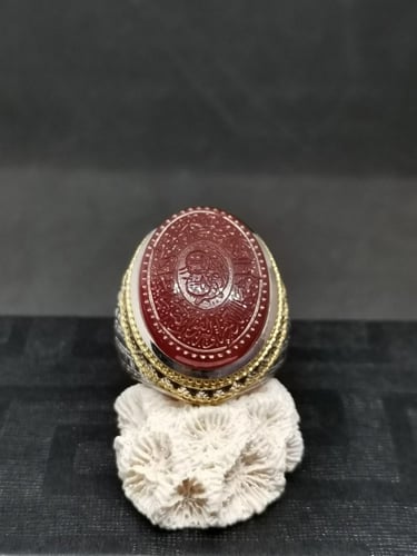 ضخاتم الفضة بحجر عقيق يماني منقوش بصياغة عباسي عيا...