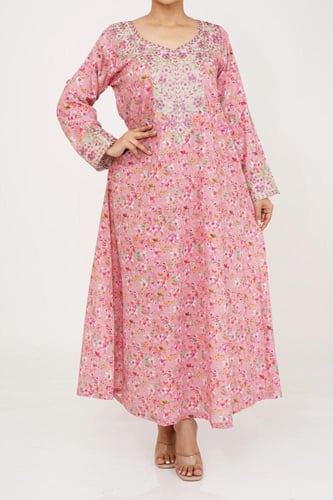 جلابية قطن ستان ديجيتال نص كلوش