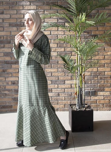 فستان محجبات من الكتان قصة سمكة