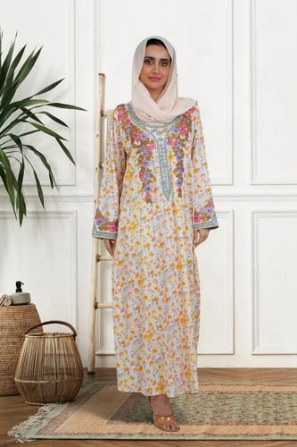 جلابيات قطن ستان ديجيتال 3D مع طرحة