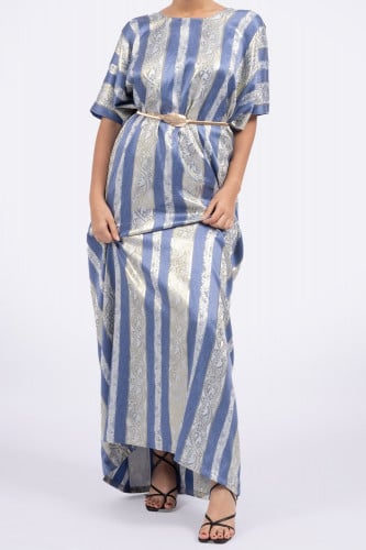 دراعة القفطان - أزرق مقلم