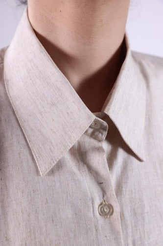 طقم سفر كتان طبيعي - بيج فاتح