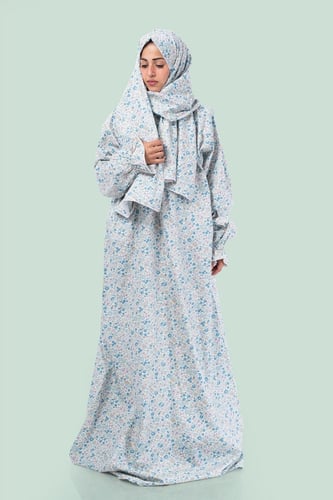 شرشف صلاة ابيض سماوي مجموعة كرز اليابانية