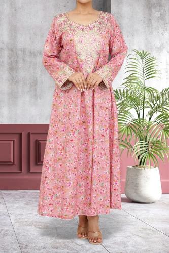 جلابية قطن ستان ديجيتال نص كلوش