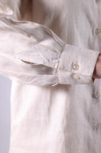 طقم سفر كتان طبيعي - بيج فاتح