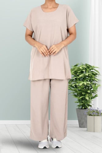 طقم تحت العباية كتان مغسول