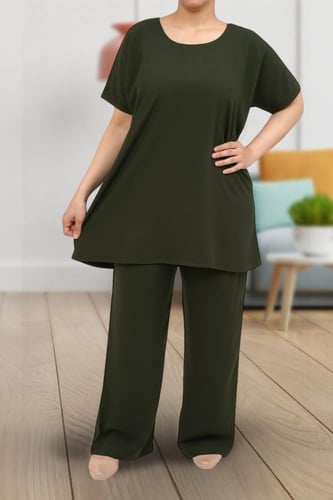 طقم تحت العباية قماش كريب