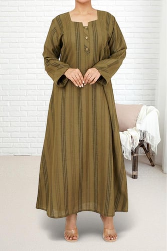 جلابية كتان بأزرار من الامام