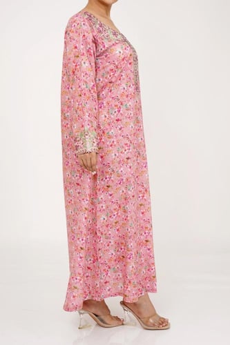 جلابية قطن ستان ديجيتال نص كلوش