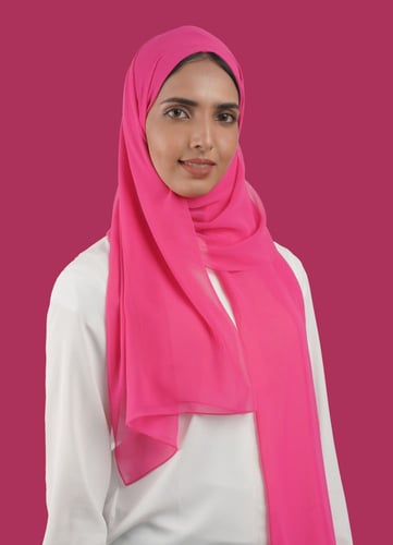 طرحة شيفون سادة فوشي