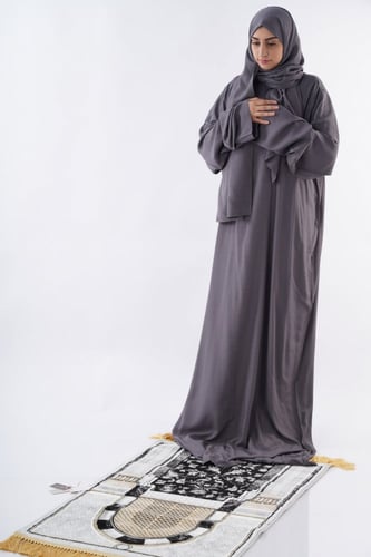 شرشف صلاة آيات سادة رايون الفاخر رصاصي