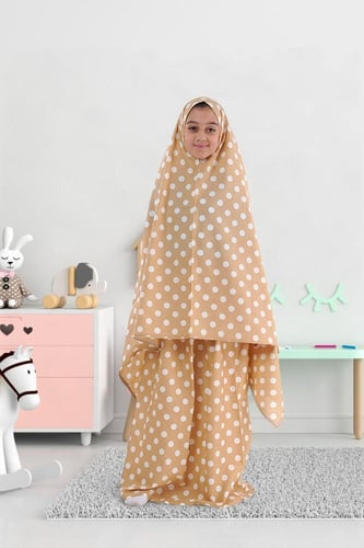 شرشف صلاة قطن بناتي بنقشات دوائر