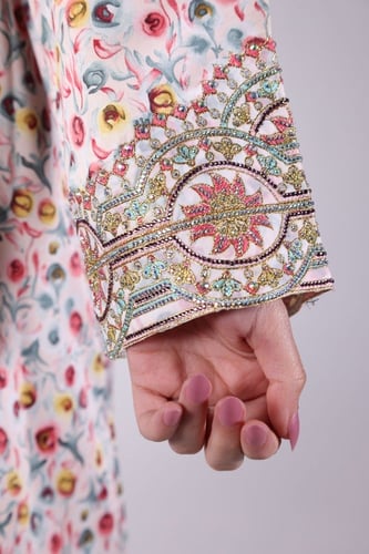 جلابيات سلكي حرير تطريز طويل 1