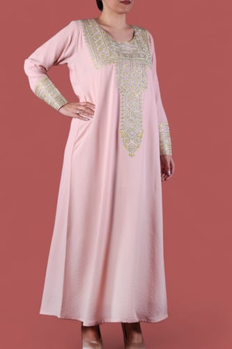 جلابيات كريب سادة بتطريز فاخر كم ماسك