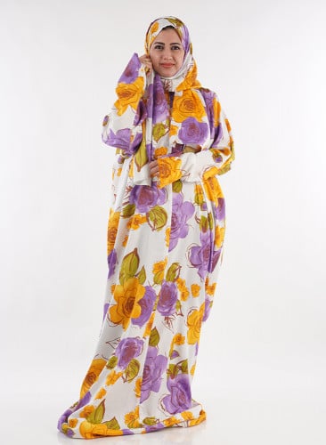 شرشف صلاة مشجر برتقالي وموف