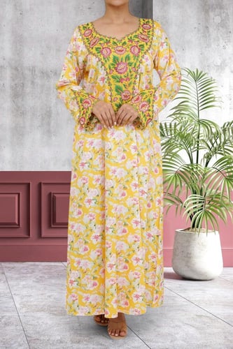 جلابيات قطن ستان ديجيتال نص كلوش