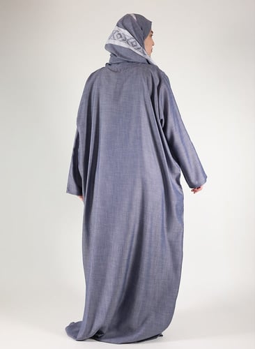 شرشف صلاه كتان صناعي كحلي فاتح