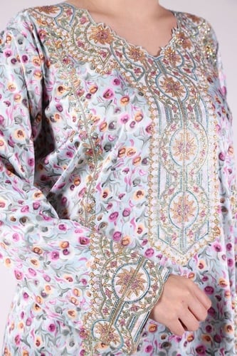 جلابيات سلكي حرير تطريز طويل 1