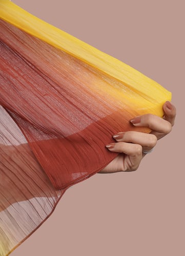 طرحة شيفون اسباني اصفر و بني