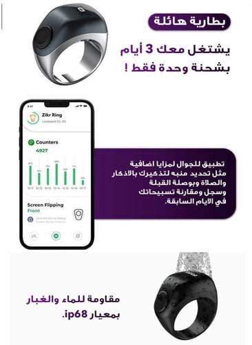 خاتم تسبيح ذكي فلكس الاصلي المنيوم