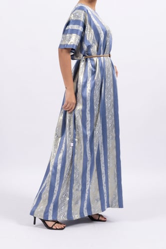 دراعة القفطان - أزرق مقلم