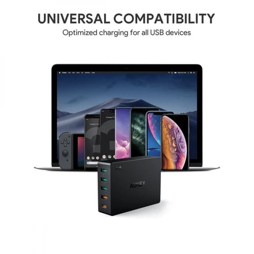 منصة شحن أوكي بقوة 63 واط اربع منافذ USB ومنفذ تاي...