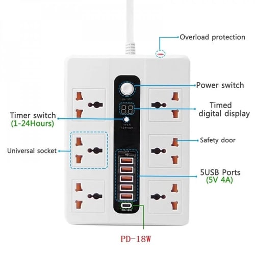 توصيلة 6في6 تحتوي على 6مخارج كهرباء و5منافذ شحن ذك...