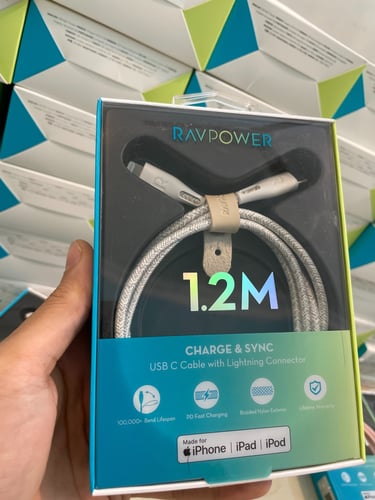 سلك شاحن ايفون بي دي الشحن السريع قماش ضد القطع مع...