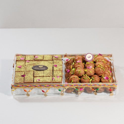 صينية اكريليك حلا رنجية + كيكة كرات التمر