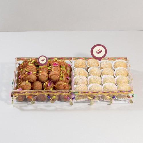 صينية اكريليك كيكة كرات التمر + معمول حجازي