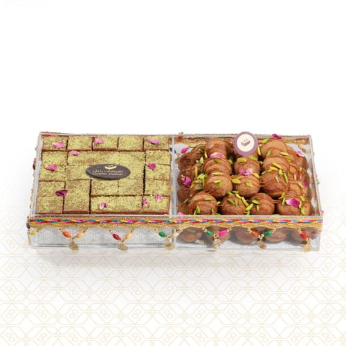 صينية اكريليك حلا رنجية + كيكة كرات التمر