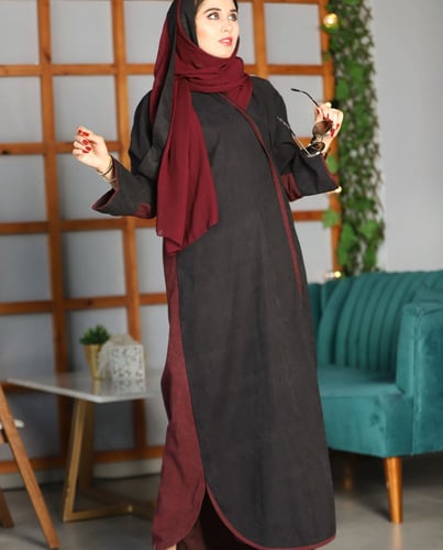 عباية الجناح حرير شامواه ( بلونين )