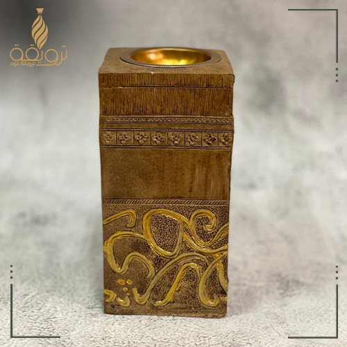 مبخرة خشبية لون ذهبي