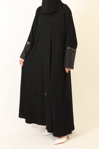 عباية كلاسيك كم صوف - قماش كريب سعودي(01)