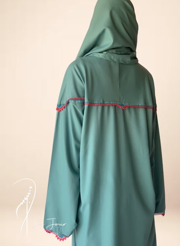 شرشف صلاة سحاب فيروزي و فوشي مزين بالكروشي يدوي و...