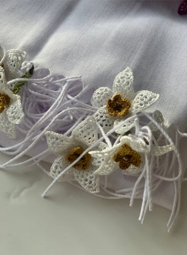 طرحة قطن بكروشيه ورد